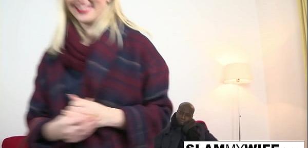  Blonde slut takes a huge black dick in her ass